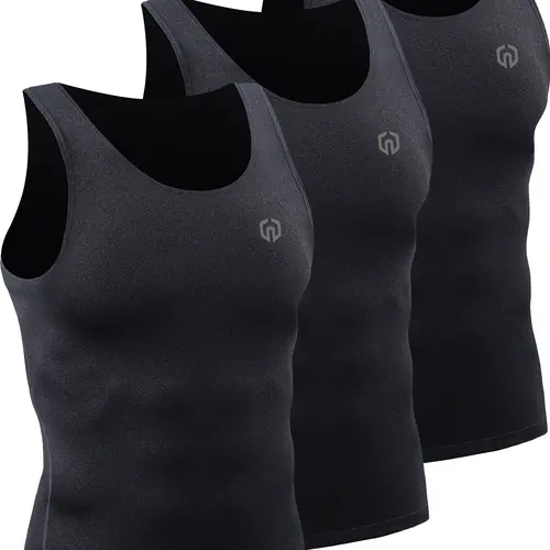 NELEUS Men's Dry Fit Polyester Tank Tops - Plain, Breathable, Quick-Dry Gym Workout Wear, Athletic Activewear Sleeveless Sports Vest Built for Yoga, Training, 3-Pack for Gym Rotation