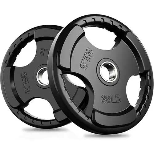 RITFIT Olympic Rubber Grip Weight Plates - 2-Inch Iron Core, 2-Inch Bar-Compatible Home Exercise Equipment with Floor-Scuff Guard for Resistance Training (Single/Pair/Sets: 2.5/5/10/25/35/45, 2x2.5, 2x10, 105lb Set)