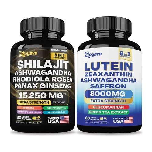 Zoyava Vital Fusion Duo: Shilajit Power Blend (15,250MGs) & Lutein Zeaxanthin Supplements (8000MG)