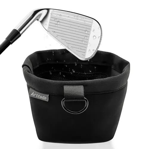 Arttodo Golf Club and Ball Cleaning Bag, Golf Club Washer with Water, Waterproof Cleaner Pouch, Clean Club Grooves, Scrub Cleaner, Golf Accessories