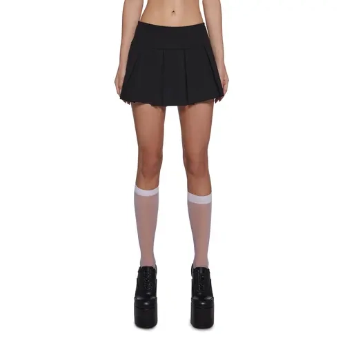 Wicked Scholar Pleated Mini Skirt - Black