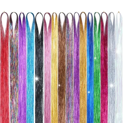 16 Colors Tinsel Hair Extensions , Fairy Hair Tinsel for Women & Girls Easy Apply Hair Highlights for Birthday Christmas New Year Party #sohochic #TikTokShopFallDealsForYou