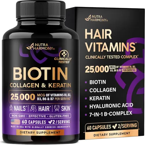 NUTRAHARMONY Biotin, Collagen, Hyaluronic Acid & Keratin - Hair Growth Support