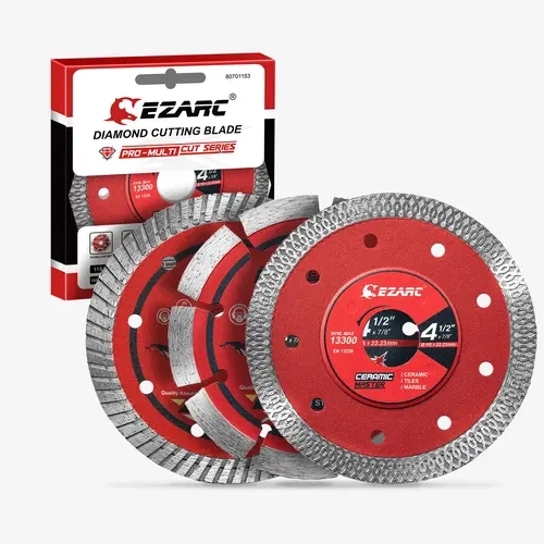 EZARC 4.5-Inch Segmented Turbo Diamond Cutting Disc Mix Pack, 7/8-Inch (10mm) Arbor Mount Power Tool Accessory, High-Strength Alloy Steel, 13300 RPM, for Tile, Masonry, Ceramics Cutting, DIY Projects, Enhanced Performance