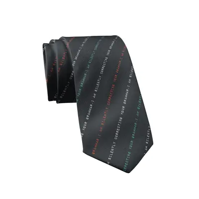 I'm Silently Correcting Your Grammar Necktie Funny Neckties for Men Nerdy Tie Mens Novelty Neckties Funny Ties
