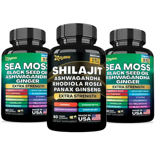 Dynamic Vitality Bundle Plus - Zoyava Sea Moss (120 Capsules) & Shilajit (60 Capsules) - All-in-One Supplements Multivitamin Combo with Extra Strength Ingredients - Made in USA