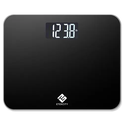 Etekcity Digital Bathroom Scale - 14x12 in (14 inch x 12 inch) Solid Glass Extra-Wide Platform, 440 lb High Capacity, 0.2lb Precision Measurements, Safe, Bright Backlight for Dark, Easy-to-Read Illuminated Numeric Display