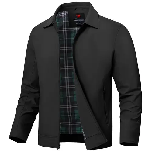 GOPUNE Menswear Coats Men's Lightweight Jacket Windbreaker Golf Light Full Zipper Zip Up Work Casual Bomber with Zip Pockets