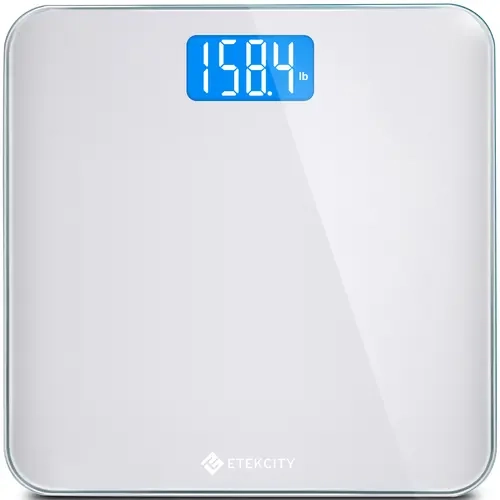 Etekcity Rectangular Digital Weight Scale - Electronic Bathroom Scale with Tempered Glass, 0.2lb Accuracy, 3.2" Backlit Read, Large LCD Display, 400 lbs Capacity, Durable Design for Body Weight Measurement