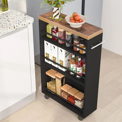 Tribesigns Slim Storage Cart Narrow Kitchen Cart on Wheels with Handle for Kitchen, Bathroom, Laundry Organiser Racks