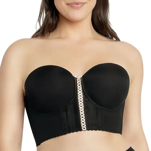 PARFAIT Shea P60671 Womenswear Full Bust Soft Mesh Fabric and Sexy Lightly Foam Padded Smooth Comfort Strapless Longline Bra Top Bustier Comfortable