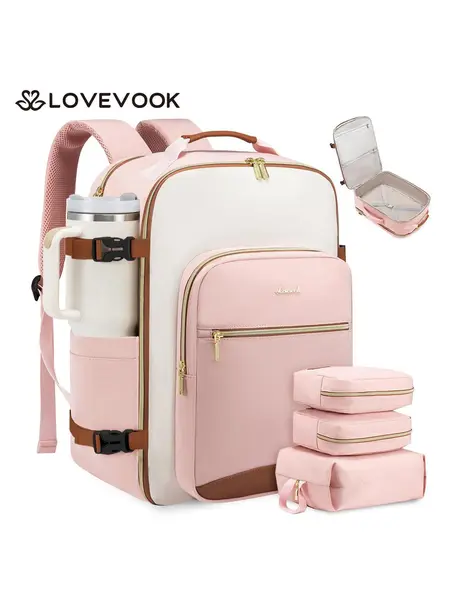 LOVEVOOK Travel Backpack for Women & Men as Personal Item Flight Approved,Large Capacity Carry on Backpack with 3 Packing Cubes and Laptop Compartment,Organized Daypack Stylish Casual Daypack ,Weekender Bag for Hiking,Overnight,DealsForYouDays