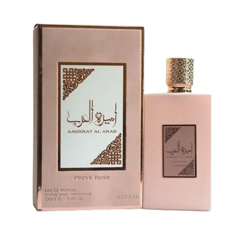 Lattafa Ameerat Al Arab Prive Rose EDP Alcohol-Based Women's Fragrance, Elegant Floral Fragrance Blend, Aromatic Cosmetic, 3.4oz(100ml) Single Item