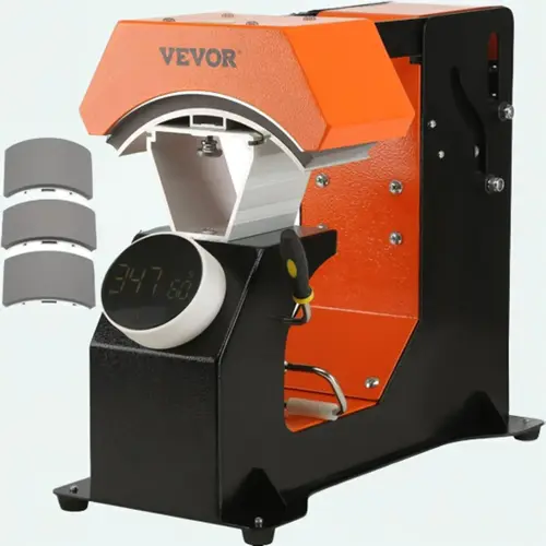 VEVOR 3-in-1 Multifunction Automatic Hat Heat Press Household Appliances, 3-Size Platen Swap (6.6x2.7in, 6.6x3.8in, 6.1x3in), Teflon Anti-Stick, Aviation Aluminum Frame, Knob-Style Digital Display, Auto Press & Lift, Heat Transfer, Auto Shutoff