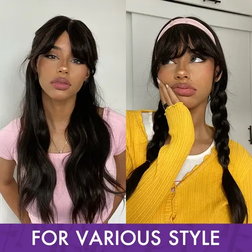 Live | Ready to Go Yaki Straight Ultra Natural Long Wig With Bangs True Scalp 1 Sec Install