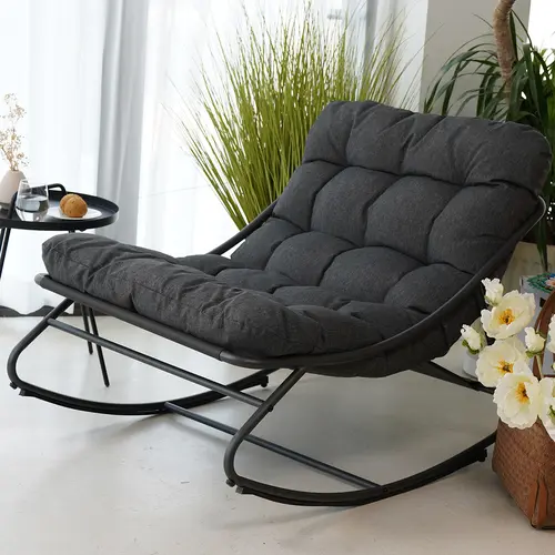 GRAND PATIO Single Seat Armless Stainless Steel Rocking Chair - Thick Cushion, 42"d x 30.5"w x 27"h, Modern All-Weather Indoor/Outdoor Furniture, Weatherproof Outdoor Rockers, Rocker Patio Chairs, 24.2lb, Assembly Required for Porch Relaxation