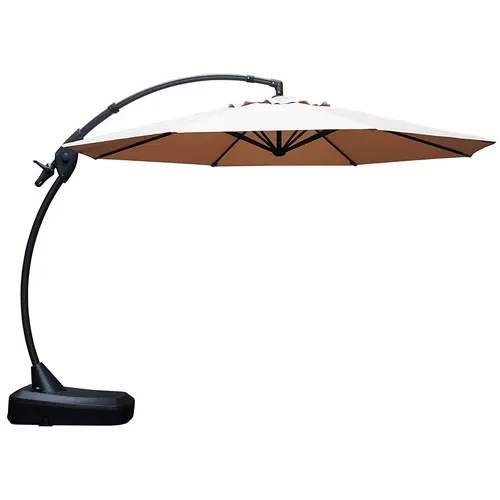 GRAND PATIO 11 FT Round Aluminum Cantilever Patio Umbrella - 8-Rib, 21.6kg Stable Base for Hassle-Free Setup, Modern Design, Auto-Lock Opening Angle, Crank Lift, 250G Fabric, Assembly Required, Suitable for Pool, Garden Outdoor Furniture