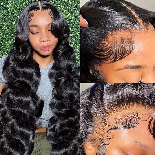 【Upgrade】Pizazz Drawstring Wigs 13x6 Glueless Lace Frontal Wigs Pre Everything Ear to Ear HD Transparent Lace Skin Melted Brazilian Body Wave Human Hair Wigs 220% Full Density Glueless Ready to Wear Wigs For Women