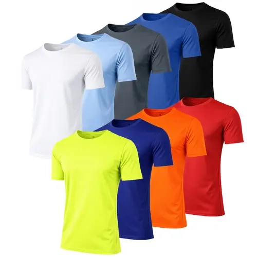 5-Pack Men's Moisture Wicking Active Performance Crew Neck Dry Fit Short Sleeve - Long Sleeve and Muscle Tee T-Shirts Menswear Set Outdoor Top