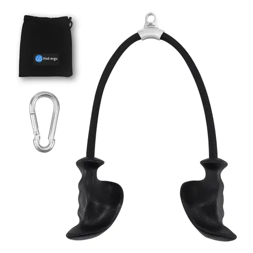 HXD-ERGO Nylon Tricep Rope Cable Attachment - Heavy-Duty Training & Workout Equipment, Ergonomic Anti-Slip TPE Rubber Handles, 950 lbs Capacity, Universal Hook, 304 Steel Buckle, Snap Rings, Storage Bag, Gym Pulley System Accessory, Training Equipment