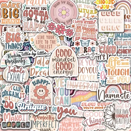 300 Pcs Waterproof Vinyl Boho Stickers - 2-3.3 inches Kids-Safe Labels, Therapist-Recommended Supplies for Planner Notebook, Daily Use to Foster Optimism (Computers & Office for Counselor Support)