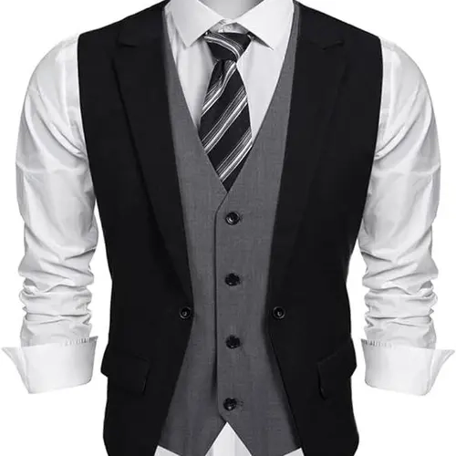 COOFANDY Men's Formal Fashion Vest Layered Waistcoat Business Dress Suit Vests for Wedding/Graduation Classic Menswear Comfy Elegant
