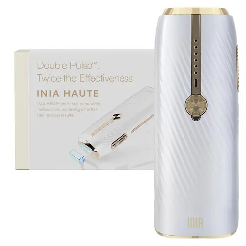 INIA HAUTE Upgrade Double-Pulse IPL Laser Hair Removal Tool - FDA Cleared, Painless Remover, Dual-Pulse Action, 5 Power Levels, Handheld Auto Glide, Ingrown Hair Solutions, 2-Year Warranty, Charger & Goggles Included, Ideal Gift