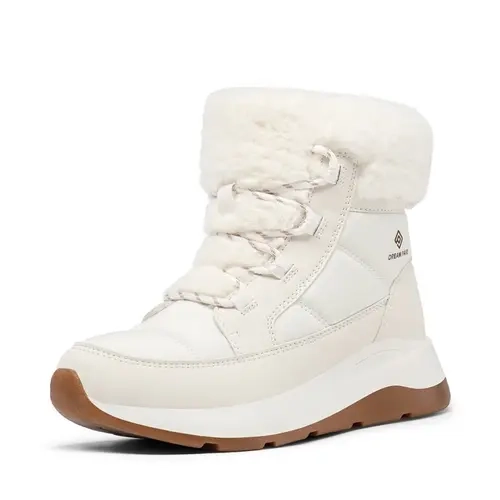 Dream Pairs Women's Winter Ankle Boots - Lace-Up Snug Fit, Faux Fur Lined, Slip-Resistant Sole, PU Material, 0.98in Platform Walking Shoes, 4mm Thick Latex, Comfortable Heels, Business Casual Shoes for Women