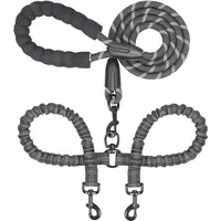 iYoShop Dual Dog Leash, Double Dog Leash, 360 Swivel No Tangle Walking Leash, Shock Absorbing Bungee for Two Dogs