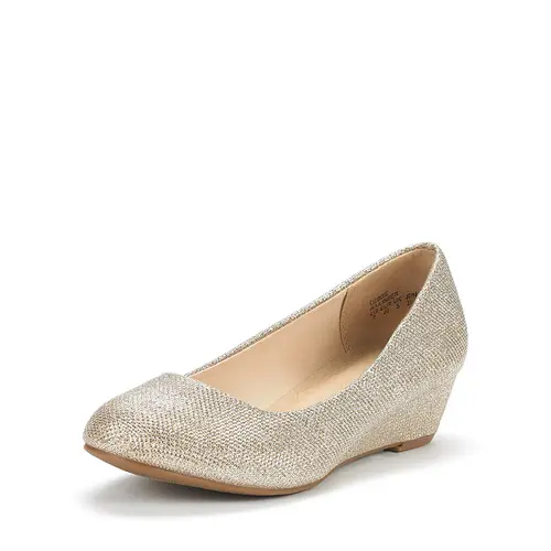 Dream Pairs Women's Fashion Heeled Wedge Pumps - Classic Round Toe, 1.75 in Low Heel, Rubber/Latex Walking Shoes with Comfortable Custom Fit Insole for Work & Casual Wear