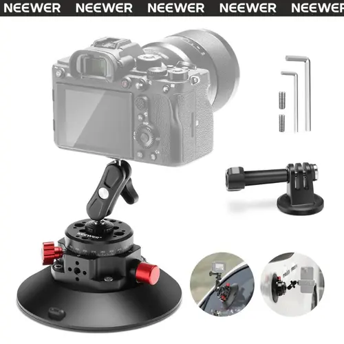 NEEWER CA013 6in Heavy-Duty Car Suction Mount - Aluminum Alloy Vacuum Cup, Ball Head, Magic Arm, 360° Full Rotation, Phone Holder for Car, for Phone, Action Camera, Photography Equipment, Content Creator Auto Accessories