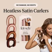 No Damage, No Dents Heatless Satin Curlers - Kitsch Heatless Overnight Curling Rods - 4PC Jumbo-Sized