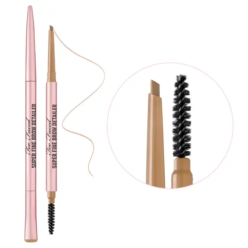 Too Faced Super Fine Brow Detailer Eyebrow Pencil | 12 Hour, Waterproof, Smudge Proof Wear | Slanted, Micro-fine Tip + Spoolie