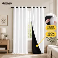 Deconovo 100% Blackout Liner Drapes (2 Panels) - Thermal Insulated, Soundproof, Heavy-Duty Window Curtains, Living Room Decor, Home Accessory for Bedroom