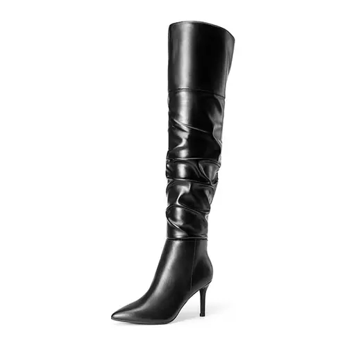 Dream Pairs Women's Stylish Over-the-Knee Stiletto Boots - Slouched Cuff Stretch Shoes with Cushioned Insole, Inner Zip, Stiletto Heel Adds Confident Lift, Over-the-Knee Cut Elongates Legs for Parties, Business