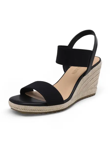 【Deals For You Days】DREAM PAIRS Women's Classy Elegant Open-Toe Espadrille Platform Wedges - High Heel Slip-On Footwear with Elastic Ankle Strap, Dressy Walking Shoes