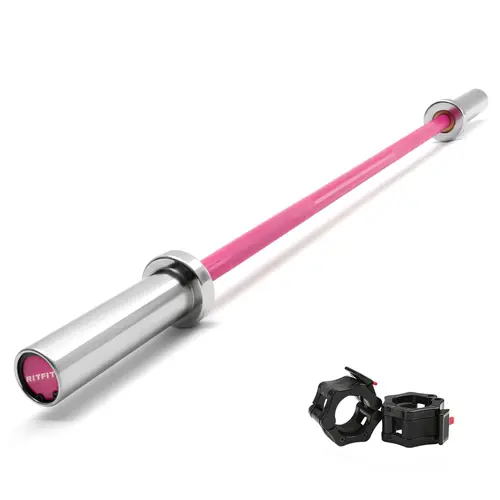 RITFIT 4ft 2-in-1 Hybrid Olympic Barbell - High-Quality Steel, 350lbs/500lbs Capacity, Smooth Needle Bearings, 4ft Shaft Suits Most Home Gym Setups, for Squat, Bicep Curl, Muscle Strengthening, Bodybuilding, Compatible with Barbell Plates