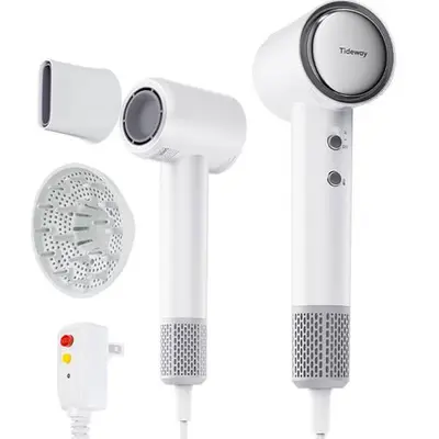 Tideway SilkJet Titanium Edition High-Speed Blowdryer - 110000 RPM Brushless Motor, Ionic Tech, 4 Temperature Settings, Thermo Control, Ergonomic Design, Upgraded Titanium, Hair Diffuser, Multi Styler Dryer, Ideal for Normal Hair Care, Women's Gifts, Gift