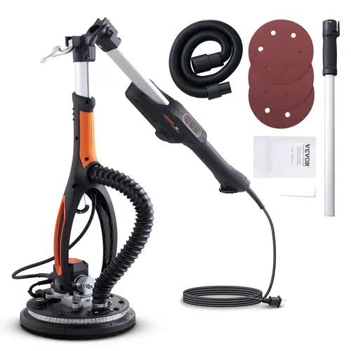 VEVOR 215mm Brushless 800W Corded Power Tool Drywall Sander, 3.1kg Variable Speed Foldable Random Orbital Polisher, 360° Dust Guard Double-Deck Vacuum-Compatible Latex Paint Wall Finishing Tool (Dust Bag Not Included) for DIY Home Projects