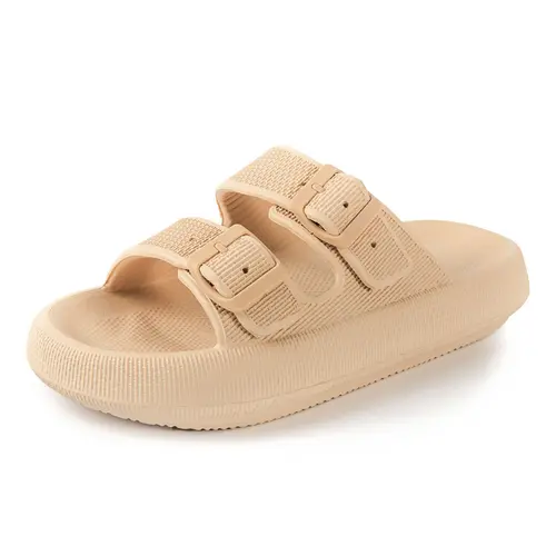 RANOSAT Women's Cloud Slide Slippers - 2-Strap Adjustable Double Buckle Sandals, Non-Slip EVA Foam Footwear, Soft Cushioned All-Seasons Indoor-Outdoor Shoes for Women with Adjustable Straps That Hug Feet, From Sofa to Sidewalk