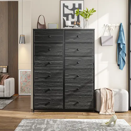 【Deal】Raybee Furniture 12 Tall Dresser for Bedroom Furniture, Fabric Drawer Dressers with Wood Top and Metal Frame for Living Room, Viral Dresser for Apartment, Chest of Drawers Dresser for Closet Hallway Entryway Cabinet Storage Organizer