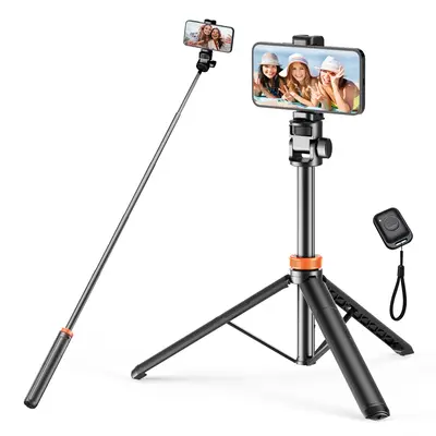61-in Smartphone Selfie Stick with Wireless Remote & Upgraded Stable Tripod Stand, Tech Accessories, Videography Equipment, Content Creator Tools, Smartphone-Mounted/Modern Selfie Accessories for iPhone 17/16/15/14/13 & Mobile Devices (Travel Use), Cellph