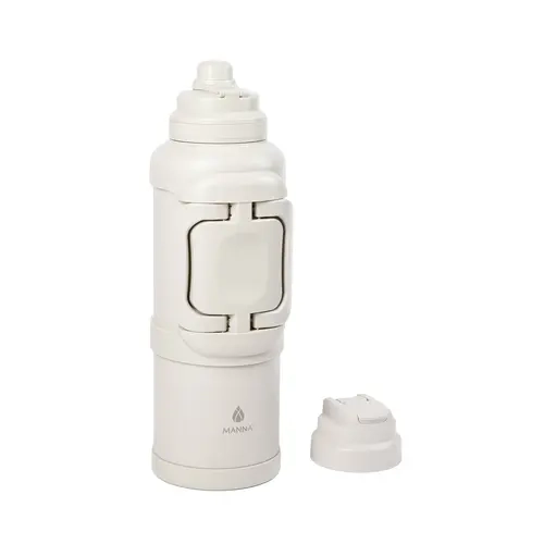 Manna Limited Edition 4L Stainless Insulated Thermal Water Bottle - BPA & Lead-Free Kitchen Drinkware, Daily Water Intake Bottle, Portable with Flipback Handle, Large Cleaning Opening, Bonus Straw Lid Tumbler, Silicone Parts, Side Rest Feet, Steady Base