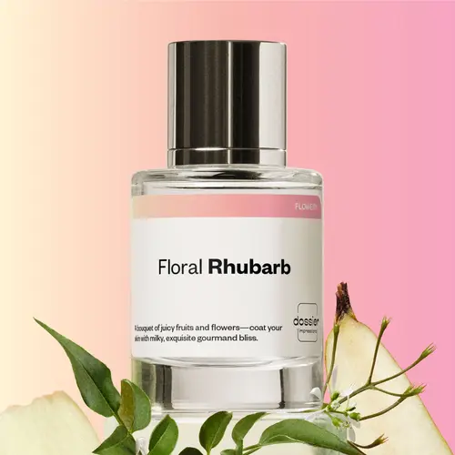 Floral Rhubarb, Dossier, Women Perfume, Eau de Parfum, 50ml, Rhubarb, Orange Blossom, Peach, Milky Accord, Cedarwood, Musk