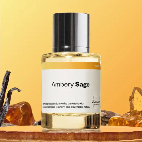Ambery Sage, Dossier, Unisex Perfume, Eau de Parfum, 50ml, Bitter Almond, Sage, Lavender, Leathery Notes, Vanilla, Amber, Tonka Bean