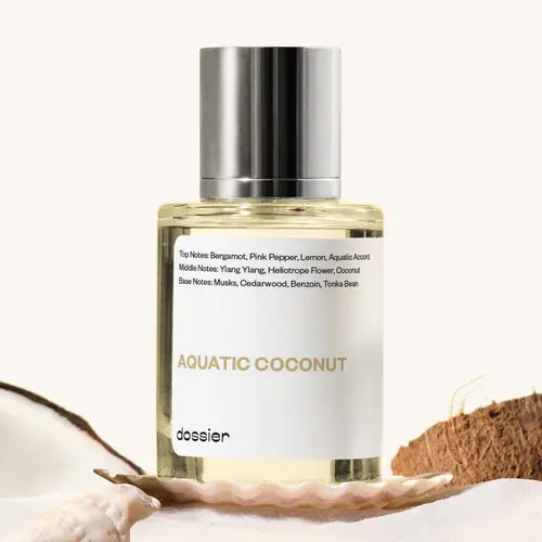 Aquatic Coconut, Dossier, Unisex, 50ml, Eau De Parfum, Coconut, Bergamot, Pink Pepper, Lemon, Aquatic Accord, Ylang Ylang, Musk, Cedarwood