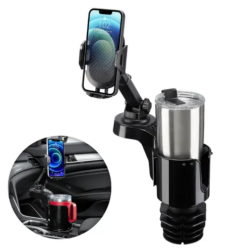 JOYTUTUS Car Cellphone Mount - Phone Holder for Car with 360° Rotation, Adjustable Arm, Sturdy Rubber Pad Base, Compact Design, 4.33" Fit, Holds 18-40oz Bottles/Fits 7" Phones (iPhone 14 Pro Max/Samsung), Auto Accessories Interior, Vehicle Accessory