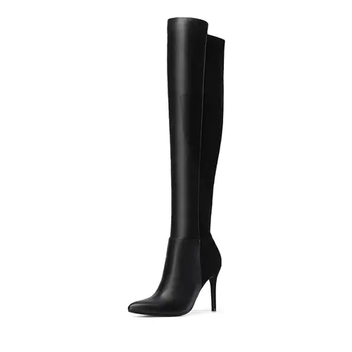 Dream Pairs Stretch Pointed-Toe Stiletto Over-the-Knee Boots – Pull-On Thigh-High Silhouette, Cushioned Insole, Shoe, Footwear, High Heels, Soft, Stylish, Comfortable Heels, Business, Statement Shoes
