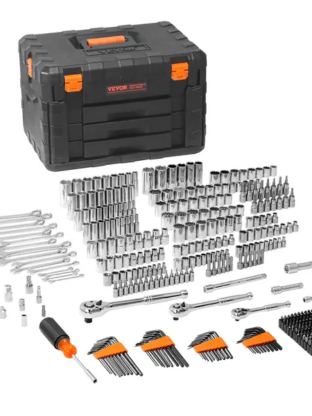 VEVOR Mechanic Tool Kit, 145/205/450-Pc Automotive Work Tools Set with 1/4"-3/8"-1/2" SAE & Metric Sockets, Storage Case, Vehicle Accessories, Cars Accessories & Car Stuff (Summervibes Line),father'sdaygifts