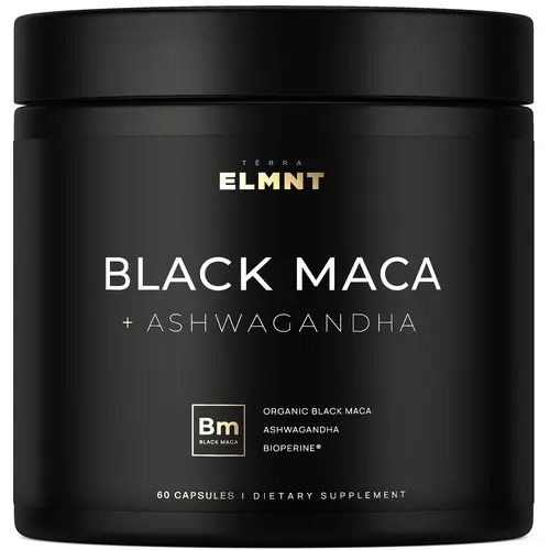 TERRA ELMNT Black Maca Root Supplement | Supports Energy, Stamina & Balance | Organic Maca with Ashwagandha Capsules